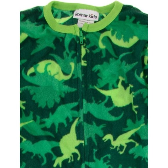 Komar Kids Boys Green Dinosaur Fleece Blanket Sleeper Footed Pajamas 10-12 - Picture 3 of 3